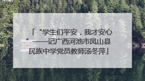 “学生们平安，我才安心”——记广西河池市凤山县民族中学党员教师汤冬萍