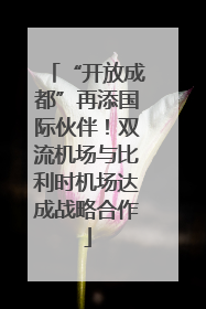 “开放成都”再添国际伙伴！双流机场与比利时机场达成战略合作