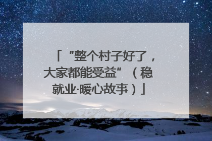 “整个村子好了，大家都能受益”（稳就业·暖心故事）