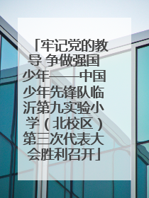 牢记党的教导 争做强国少年——中国少年先锋队临沂第九实验小学（北校区）第三次代表大会胜利召开