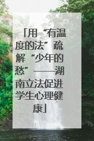 用“有温度的法”疏解“少年的愁”——湖南立法促进学生心理健康