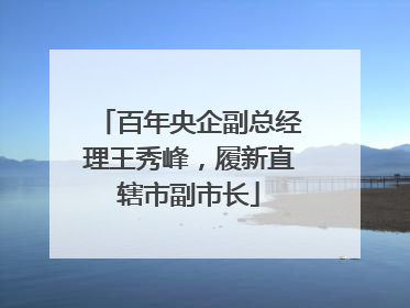 百年央企副总经理王秀峰，履新直辖市副市长