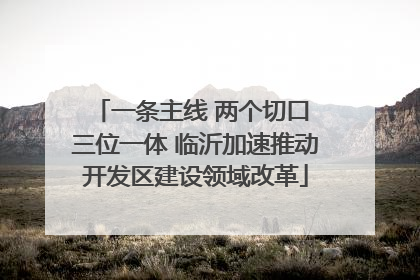 一条主线 两个切口 三位一体 临沂加速推动开发区建设领域改革