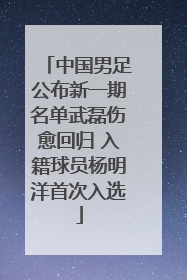 中国男足公布新一期名单武磊伤愈回归 入籍球员杨明洋首次入选