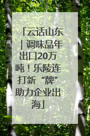 云话山东｜调味品年出口20万吨！乐陵连打新“牌”助力企业出海