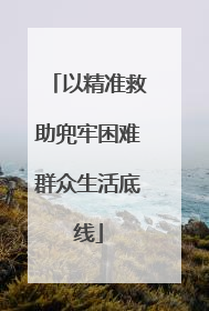 以精准救助兜牢困难群众生活底线