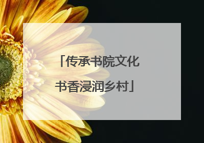 传承书院文化 书香浸润乡村
