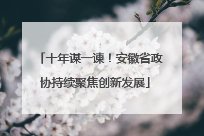 十年谋一谏！安徽省政协持续聚焦创新发展