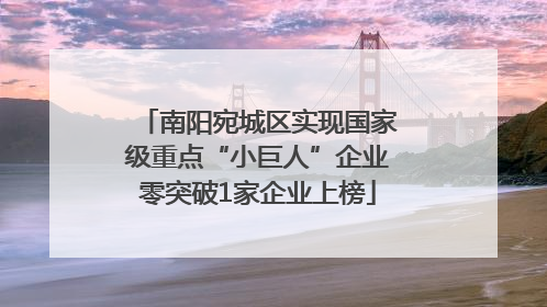 南阳宛城区实现国家级重点“小巨人”企业零突破1家企业上榜