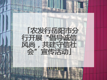 农发行岳阳市分行开展“倡导诚信风尚，共建守信社会”宣传活动