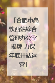 合肥市高铁西站综合管理办公室揭牌 力保年底开站运营