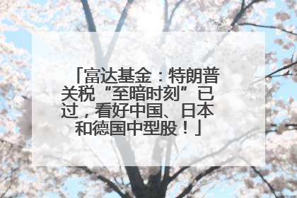 富达基金：特朗普关税“至暗时刻”已过，看好中国、日本和德国中型股！