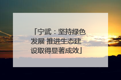 宁武：坚持绿色发展 推进生态建设取得显著成效