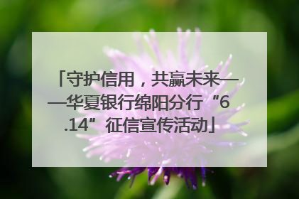 守护信用，共赢未来——华夏银行绵阳分行“6.14”征信宣传活动