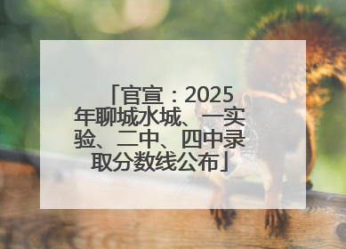 官宣：2025年聊城水城、一实验、二中、四中录取分数线公布