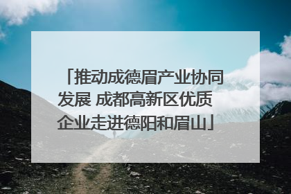 推动成德眉产业协同发展 成都高新区优质企业走进德阳和眉山
