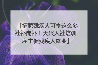 招聘残疾人可享这么多社补岗补！大兴人社培训雇主促残疾人就业