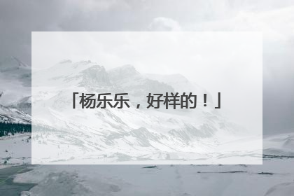 杨乐乐，好样的！