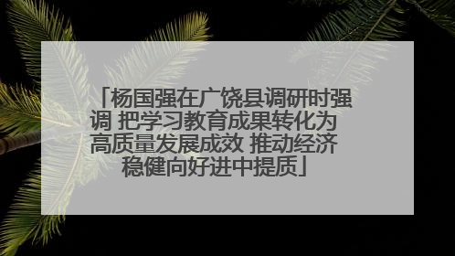 杨国强在广饶县调研时强调 把学习教育成果转化为高质量发展成效 推动经济稳健向好进中提质
