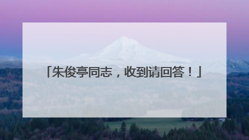 朱俊亭同志，收到请回答！