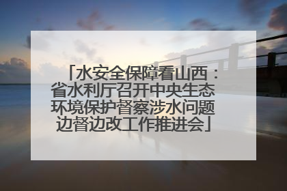 水安全保障看山西：省水利厅召开中央生态环境保护督察涉水问题边督边改工作推进会