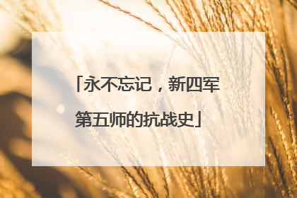 永不忘记，新四军第五师的抗战史