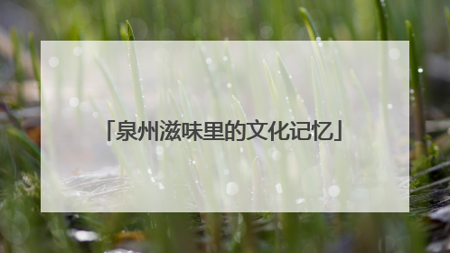 泉州滋味里的文化记忆