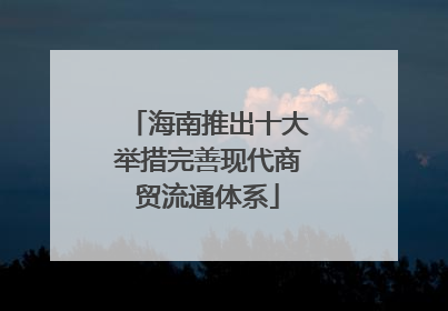海南推出十大举措完善现代商贸流通体系
