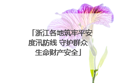 浙江各地筑牢平安度汛防线 守护群众生命财产安全