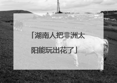 湖南人把非洲太阳能玩出花了