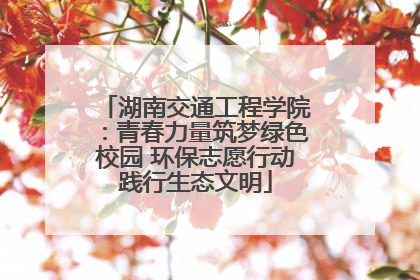湖南交通工程学院：青春力量筑梦绿色校园 环保志愿行动践行生态文明