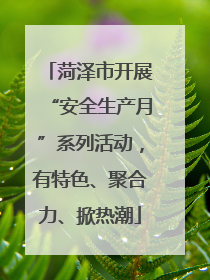 菏泽市开展“安全生产月”系列活动，有特色、聚合力、掀热潮