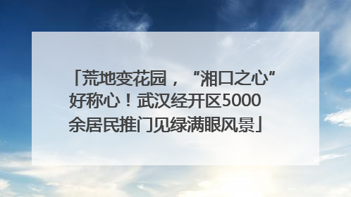 荒地变花园，“湘口之心”好称心！武汉经开区5000余居民推门见绿满眼风景