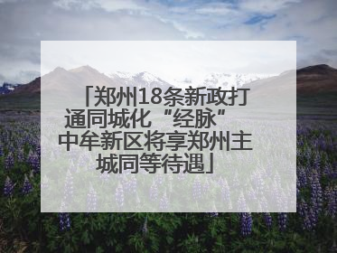 郑州18条新政打通同城化“经脉” 中牟新区将享郑州主城同等待遇