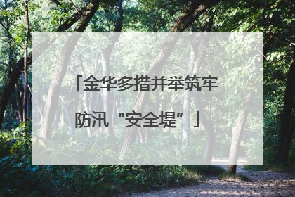 金华多措并举筑牢防汛“安全堤”