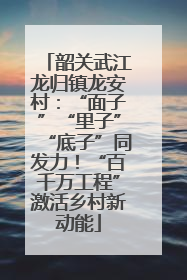 韶关武江龙归镇龙安村：“面子”“里子”“底子”同发力！“百千万工程”激活乡村新动能