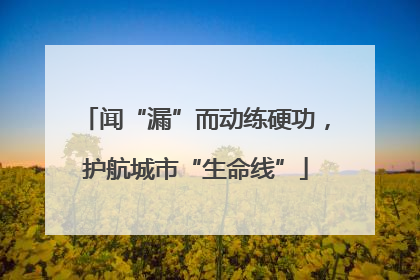 闻“漏”而动练硬功，护航城市“生命线”