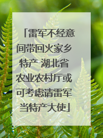 雷军不经意间带回火家乡特产 湖北省农业农村厅或可考虑请雷军当特产大使