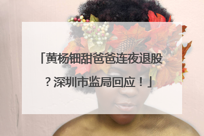黄杨钿甜爸爸连夜退股？深圳市监局回应！